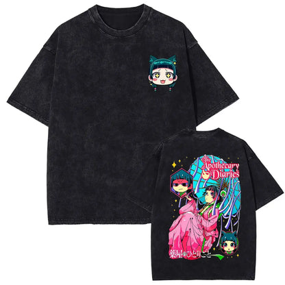 Mao Mao's Apothecary Diaries Anime Washed T-shirts Remedies Medicine Cartoon T Shirt Men Women Clothing Fashion Aesthetic Tshirt