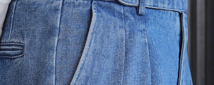 Italian Style Men's High Waist Business Neapolitan Jeans Draped Cuffed Straight Leg Western Pants Youth Trendy Wear Resistant