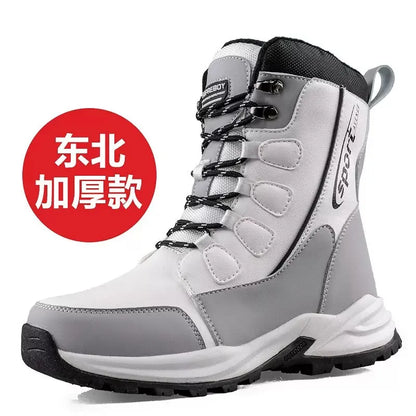 Mens Snow Boots Thickened Velvet Winter Boots Rotating Buckle Design Mid-calf Boots Plush Warm Cotton Shoes for Men Botas Hombre