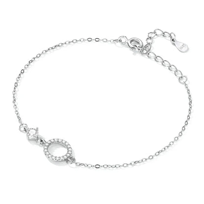 Authentic 925 Sterling Silver Simple Ring Bracelet for Women Simple Basic Bracelet for Female Fine Jewelry Wedding Gift