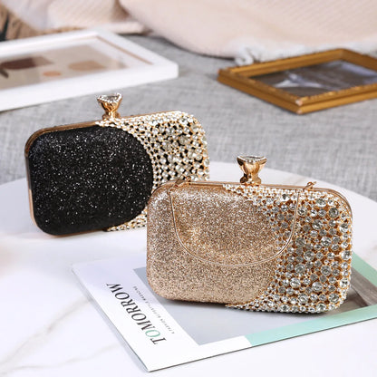 Rhinestone Women Bags Hollow Out Style Crystal Evening Bag Chain Shoulder Handbags Luxury Party Wedding Day Clutch Purse Handle