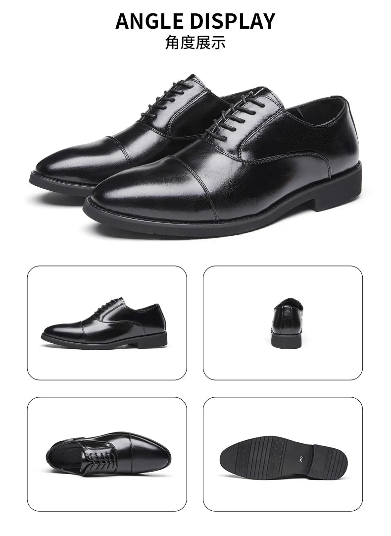 High Quality Men Genuine Leather Shoes Luxury Designer Oxford ShoesMale Business Office Brogue Dress Shoes for Men Wedding Shoe