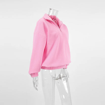 Original Pink Winter Lamb Fleece Hoodie Women Zipper Lapel Pullover флисовая кофта женская кофта женская