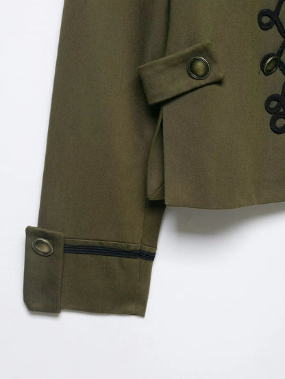 Women's Blazer Jackets Armygreen Coat 2026 zartins Outwear Patchwork Long Sleeve Tops Elegant Fashion Woman Jackets Coat Tops