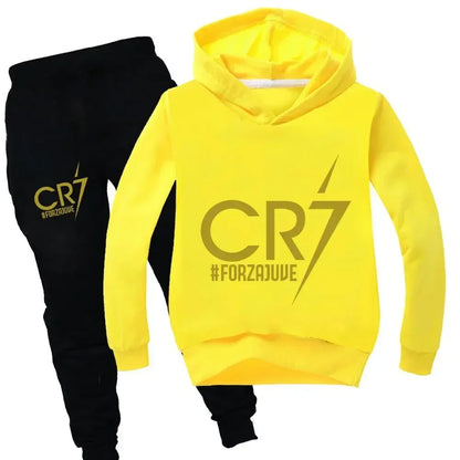 Spring Autumn Tracksuit Football CR7 Print Kid's Clothes Hoodie+Pants Suit 2pcs Set Boy Girl 3-12 Years Children Holiday Gifts