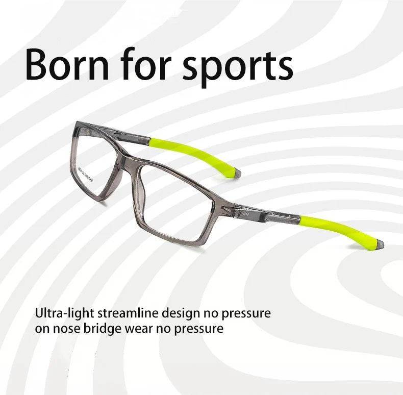 Geometry Sports Men Women Running Anti-dropout Reading Glasses TR90 Prescription Anti Blue Light Myopia Customized 9804
