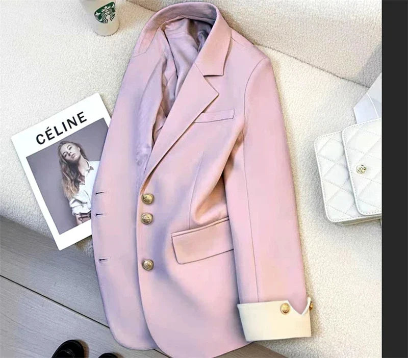 2025 Fashion Ladies Blazer Women Coat Spring Autumn Green Black Khaki Long Sleeve Female Business Work Wear  Formal Jacket
