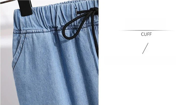 2026 High Waist Loose Fit Wide Leg Jeans Women Plus Size Casual Straight Workwear Trousers Summer Autumn Denim Capri Pants