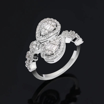 Luxury  4 Pieces Bridal Wedding Jewelry for Women Cubic Zirconia Water Drop Earrings Tassel Necklace Jewelry Sets Party Gift