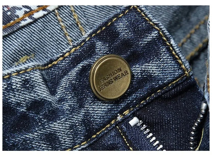 Vintage Short Jeans Men 2024 Summer New Ripped Hip Hop Graffiti Male Denim Shorts Streetwear Hole Knee Length Pants