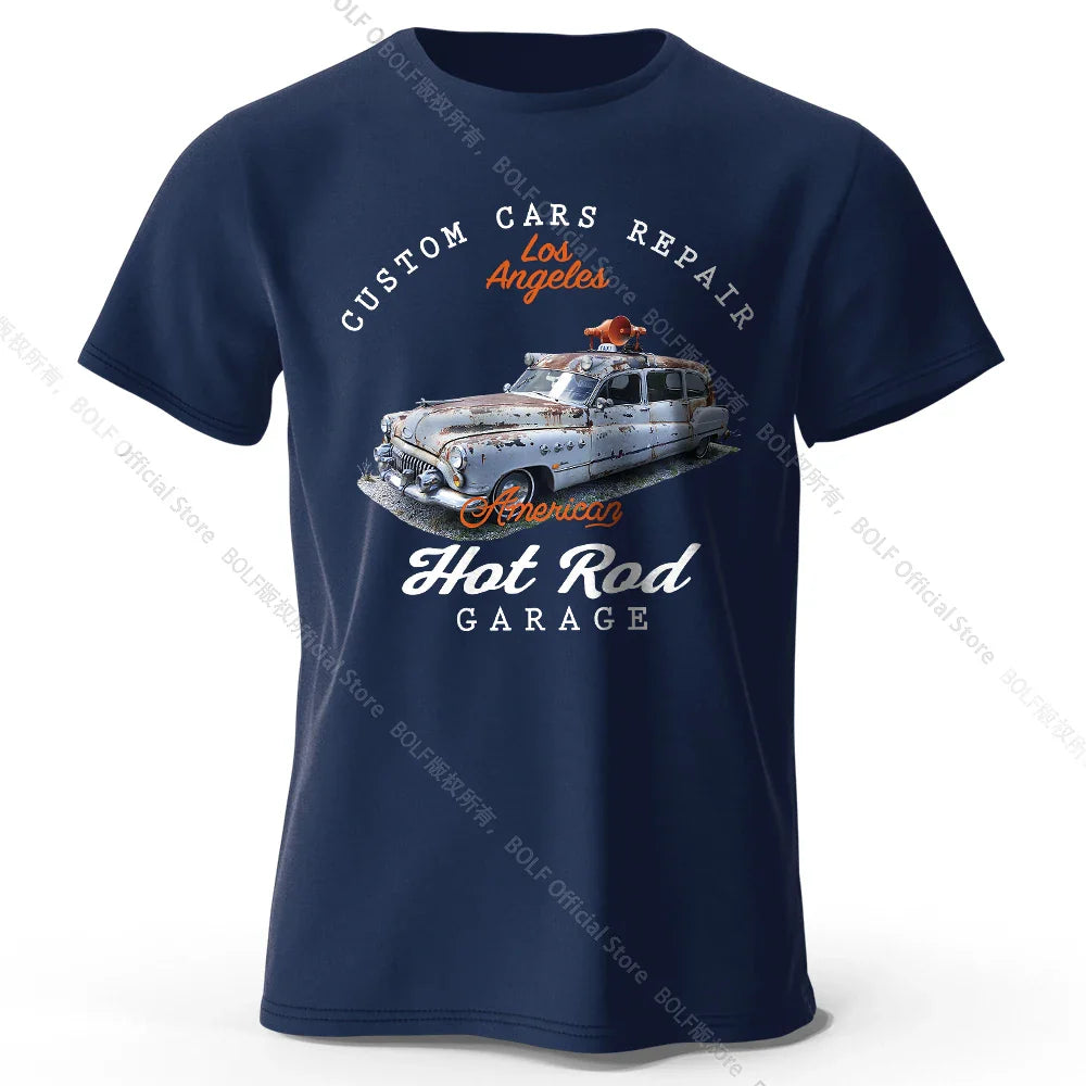 Custom Car Club Patch Printed Unisex Men Women T-Shirt Tees Tops 100% Cotton Embossed Logo Graphic Gearhead Outfit