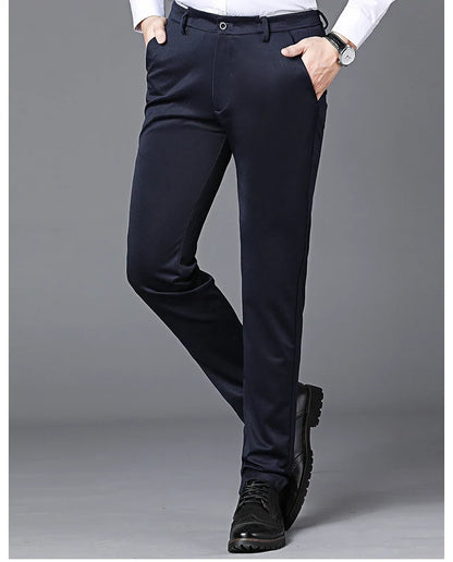 Male Pants Stretch Solid Black Smart Casual Men's Trousers Office Quick Dry Suit Pants New Spring Autumn Korean Straight Pants