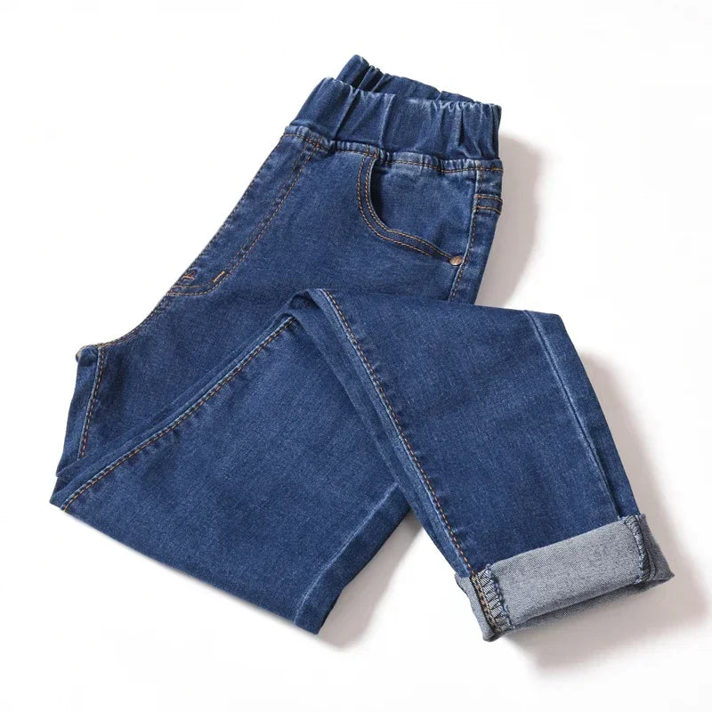 Stylish Women's Pocket Skinny Stretch Jeans 5XL 6XL Stretch High Waist Tight Fashion Denim Trousers for Women Blue Black