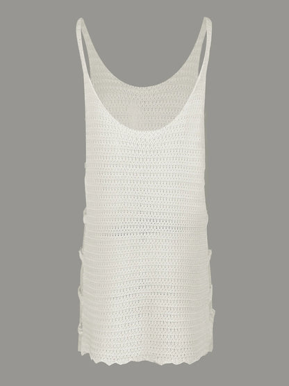 Sexy U Neck Sleeveless Knit Horizontal Stripes Side Cut Out Beach Vacation Dress 2026 Summer Beachwear Women's Mini Dresses K90
