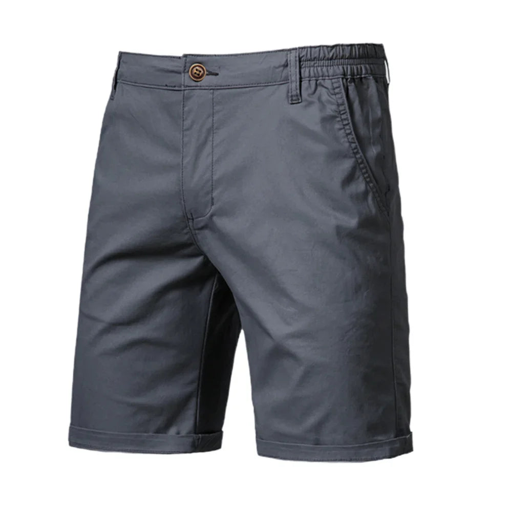 Summer 100% Cotton Solid Shorts Men High Quality Casual Business Social Elastic Waist Men Shorts 10 Colors Beach Shorts