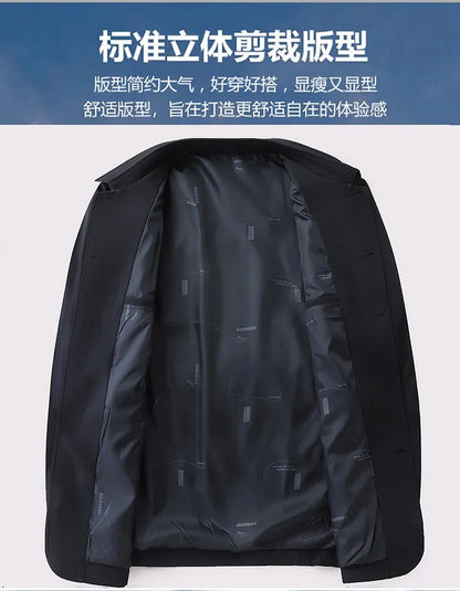 Men's Turn-down Collar Button Jacket Business Casual Outerwear for Male