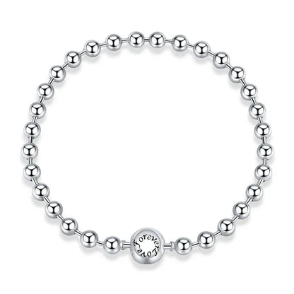 Silver Bead Chain Bracelet 925 Sterling Silver Simple Love Chain Women Fashion Basic Bracelets SCB203