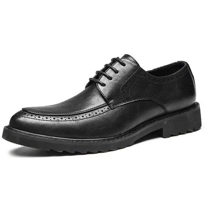 New Lace Designer Black Dress Shoes for Men Spring Autumn Fashion Business Casual Shoes Male Soft Sole Retro Leather Shoe Man