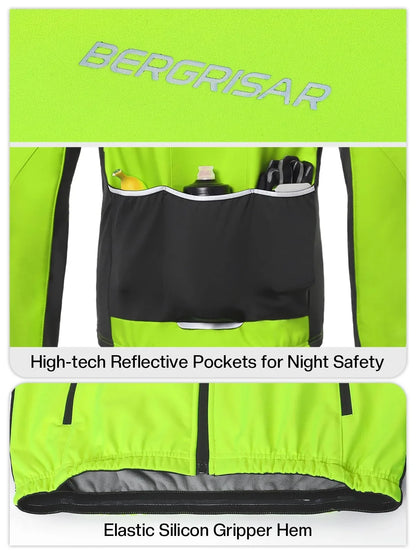 BERGRISAR Men's Winter Cycling Jacket Softshell Windproof Thermal Fleece Bike Jacket Running Jacket Windbreaker BGA025