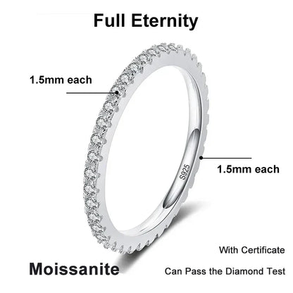NeeTim Full Moissanite Ring for Woman Wedding Jewelry 925 Sterling Silver with Plated White Gold Rings Diamond Engagement Band