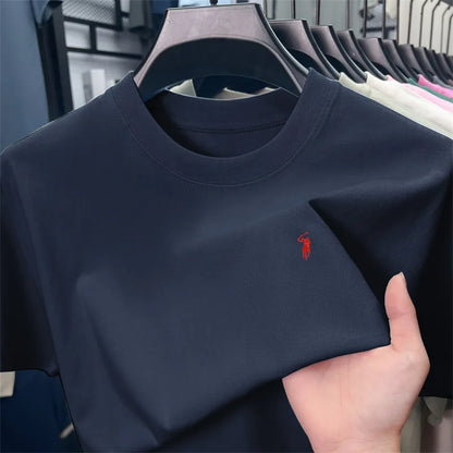 100% cotton men's short sleeve T-shirt fashion brand Paul Pony embroidery summer new high-end comfortable casual round neck top