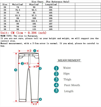 Men's Stylish Classic Business Casual Jeans Four Seasons Wear Black Blue Pants Middle-waist Leggings Denim Fabric Trousers Male