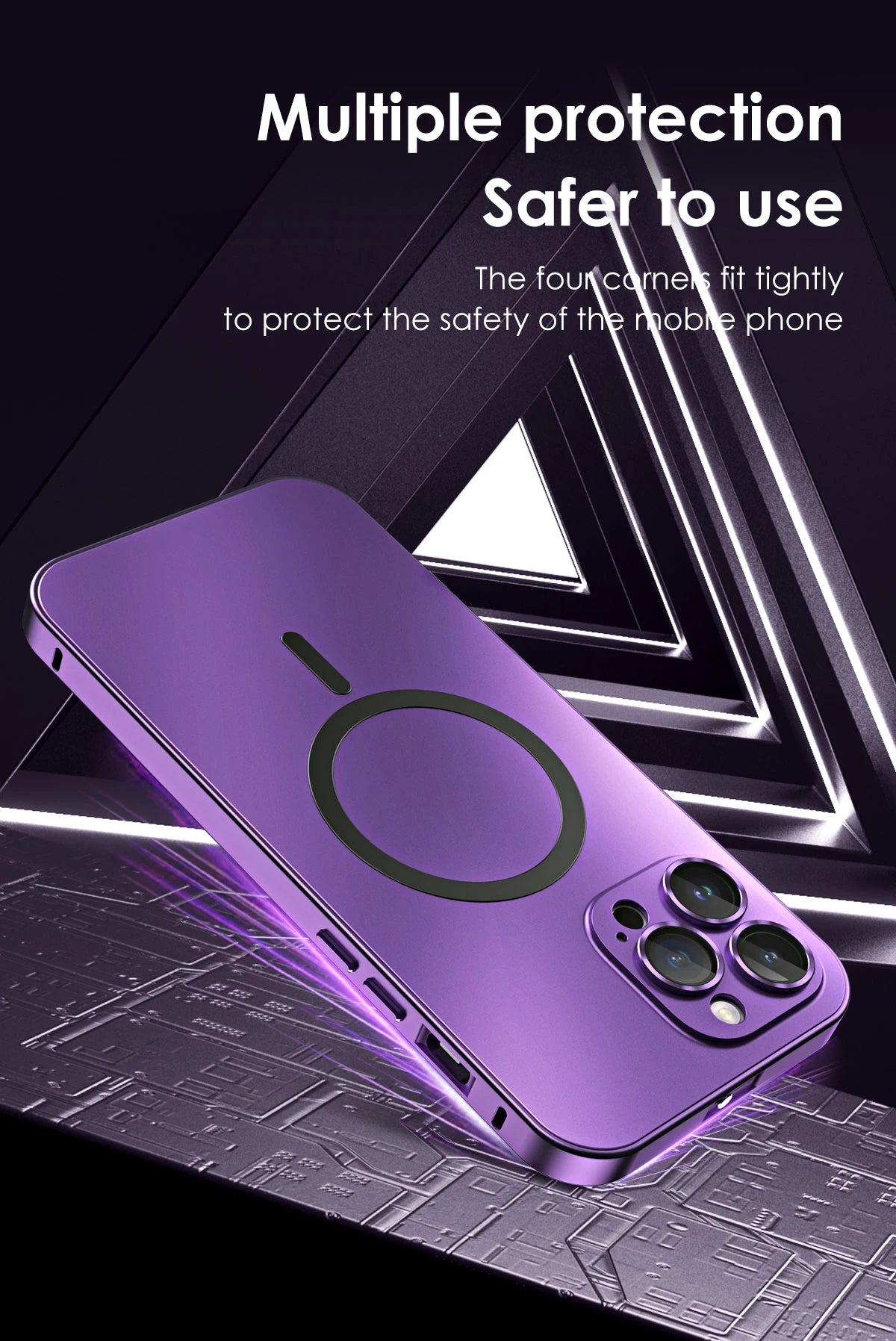 Aluminum Metal Frame Magnetic Case For iPhone 13 12 14 15 16 17 Pro Max For Magsafe Wireless Charging Lens Film PC Back Panel