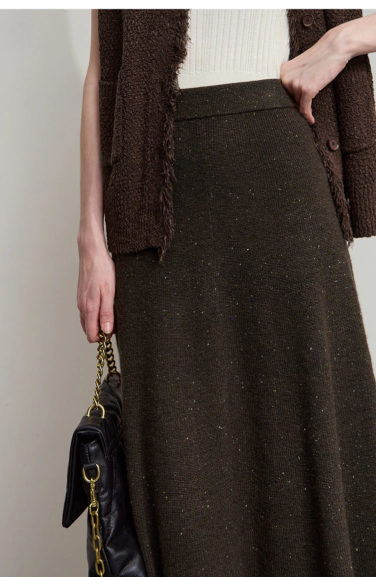 Knitted Skirts For Women 2025 Spring New Gentle A-line Long Skirt Loose Solid Color Elegant Versatile Woman Clothes12553045