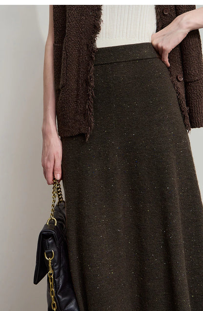 Knitted Skirts For Women 2025 Spring New Gentle A-line Long Skirt Loose Solid Color Elegant Versatile Woman Clothes12553045