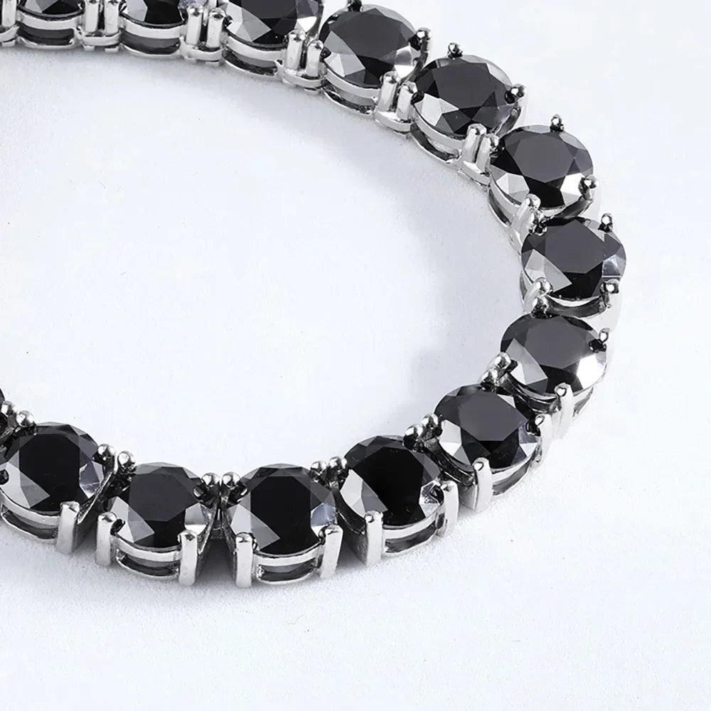 3/4/5/6.5mm Black Moissanite Tennis Necklaces with Certificates 925 Sterling Silver Lab Diamond Hiphop Neck Chain For Women Men