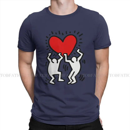 Haring Geometric Graffiti Heart Retro T Shirt Punk Men's Tees Summer Cotton Clothing Harajuku O-Neck TShirt