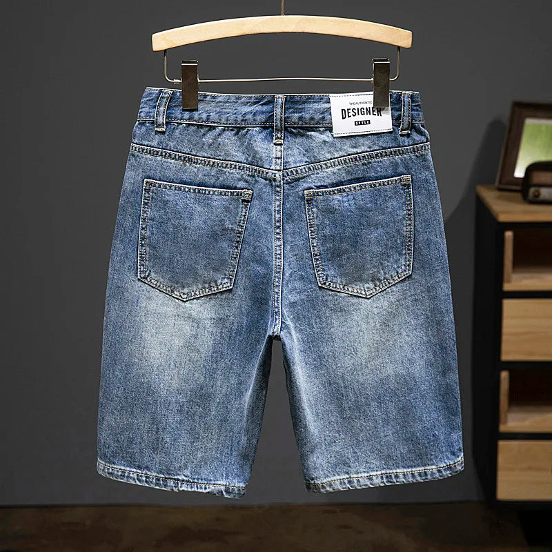 2024 New in Vintage Men's Denim Shorts Fashion Straight Bermuda Jeans Slim Soft Casual Short Pants Male Streetwear