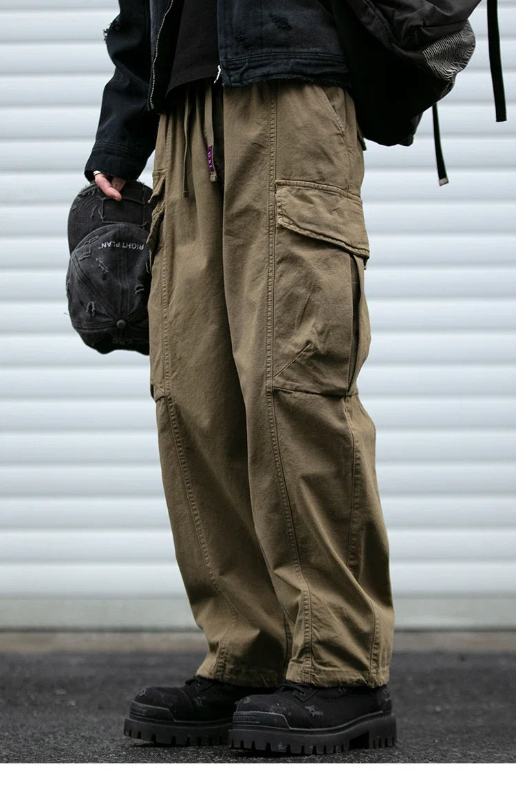 Oversized Cargo Pants For Men Multi Pocket Loose Fit Streetwear Casual American Style Korean Trendy Fashion Straight Leg Pants