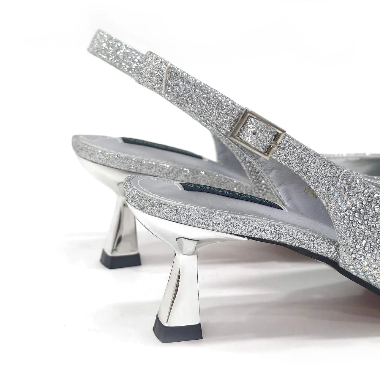 Italian Shoes and Bags Matching Set 2024 Silver Color Rhinestone Fashion High Heels for Women Pointed Toe Pumps