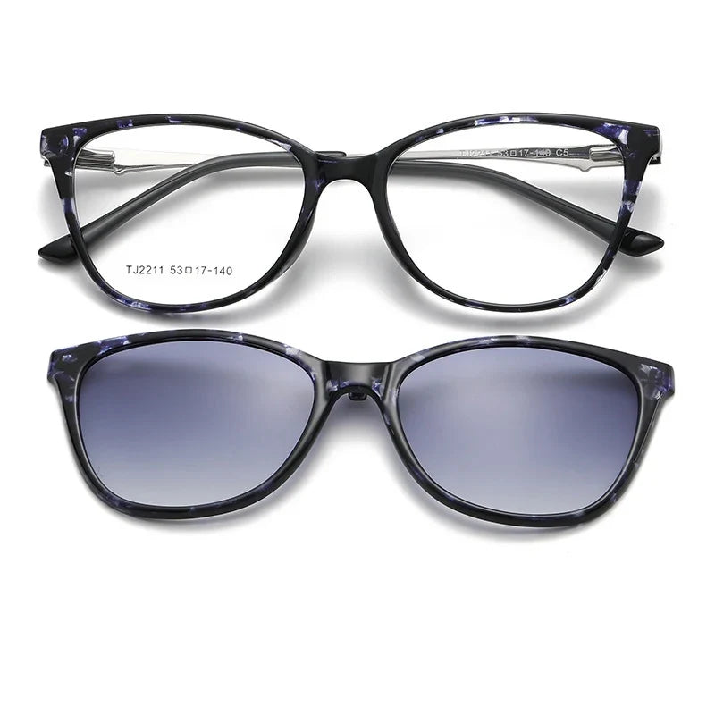New Women's Cat Eye Polarized Sunglasses with Magnetic Clip Customizable Myopia Prescription Lens Reading Glasses