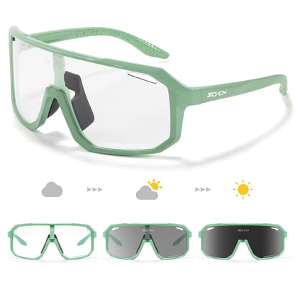 Scvcn New Men's UV400 Photochromic Cycling Sunglasses Women Sports Running Eyewear for Men Glasses Road Bike Bicycle Goggles
