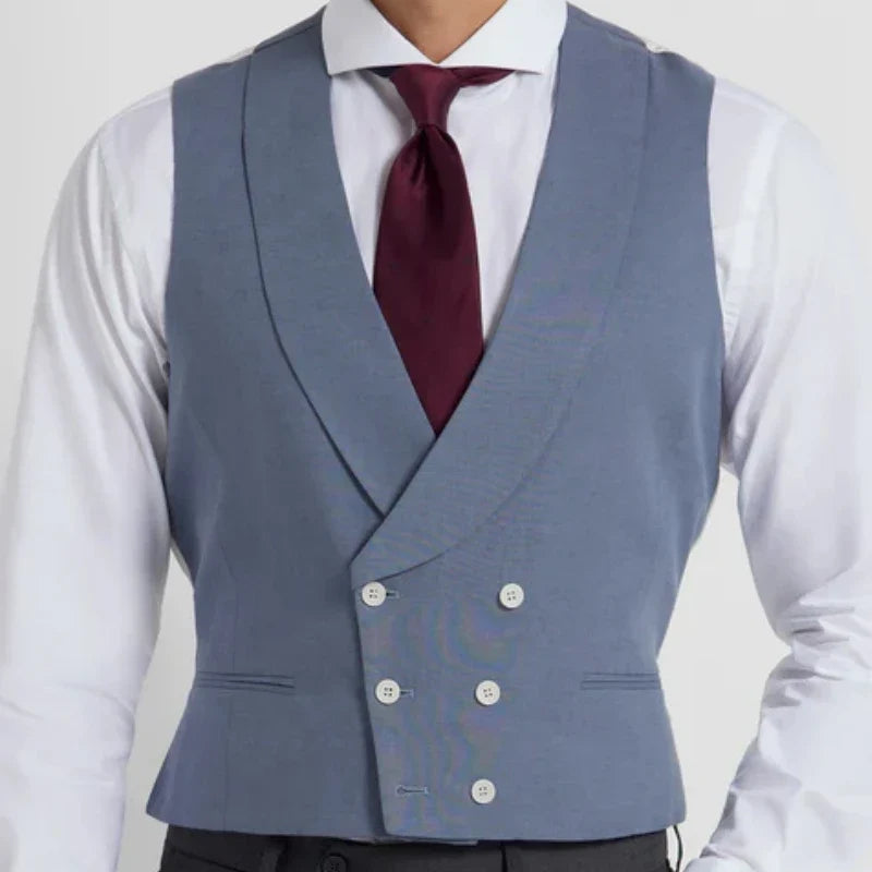 Men Vest Ivory With Lapel Double Button Solid Waistcoat For Wedding Banquet Birthday Business Casual Work Set Men Suit Vest
