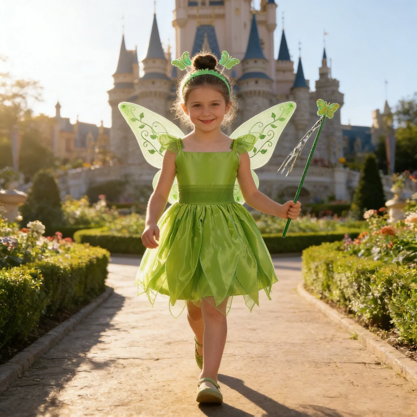 Girls Flower Fairy Dress Up Kids Princess Dress With Wings Halloween Princess Costume Elves Party Tinkerbell Tinker Bell Dress