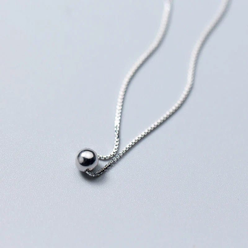 Trendy Tiny Simple Bead Necklace Pendant New Sale 100% 925 Sterling Silver Round Jewelry For Women & Girls Party Gift