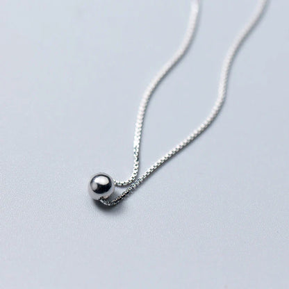 Trendy Tiny Simple Bead Necklace Pendant New Sale 100% 925 Sterling Silver Round Jewelry For Women & Girls Party Gift