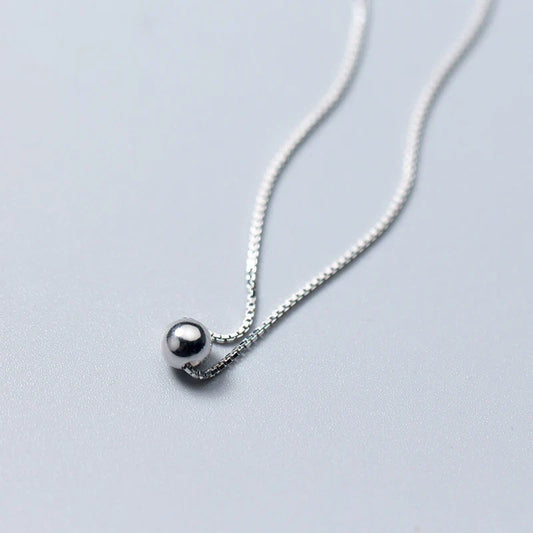 Trendy Tiny Simple Bead Necklace Pendant New Sale 100% 925 Sterling Silver Round Jewelry For Women & Girls Party Gift