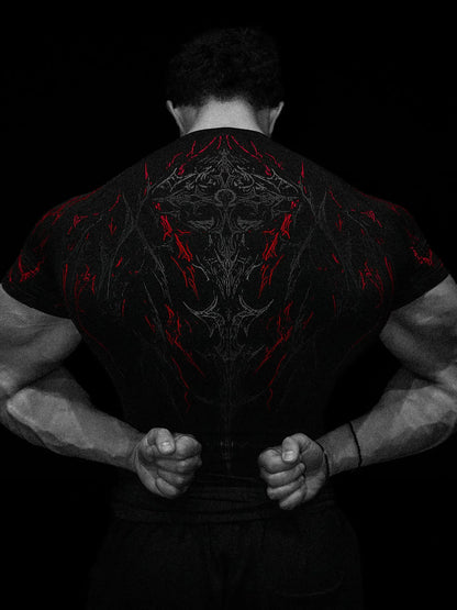 Dark Dragon Slayer Men's 2026 Summer New Fitness Clothes Speed Drying Running Printed Compression Clothes Sports T-shirt