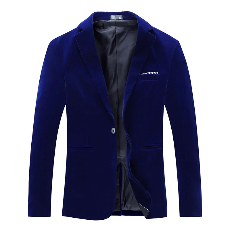 Plus Size 5XL-M Autumn Winter Velvet Men Suit Jacket Fashion Men's Wedding Dress Jacket Casual Slim Blazer Formal Evening Dress