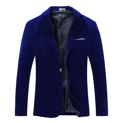 Plus Size 5XL-M Autumn Winter Velvet Men Suit Jacket Fashion Men's Wedding Dress Jacket Casual Slim Blazer Formal Evening Dress
