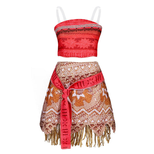 Halloween Fairy Princess Moana Costume Girl Cosplay Vaiana Vintage Adventure Kids Bikini Party Clothes Kids Clothes Set