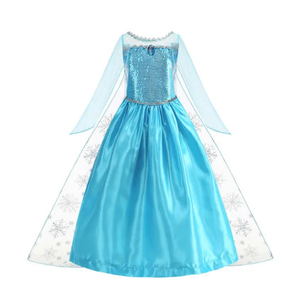 Girls Elsa Princess Dress for Long Sleeve Kids Birthday Cosplay Frozen Costume Fancy 2025 Carnival Dress Up Party Costume