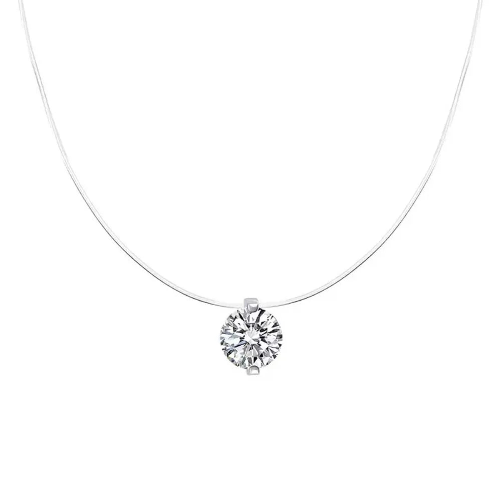 Blue Miossanite Pendant Necklace Transparent Fishing Line Clavicle Chain GRA Certified 925 Silver Choker Chain Jewelry