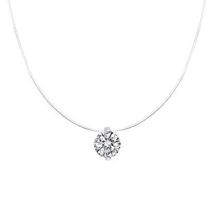 Blue Miossanite Pendant Necklace Transparent Fishing Line Clavicle Chain GRA Certified 925 Silver Choker Chain Jewelry