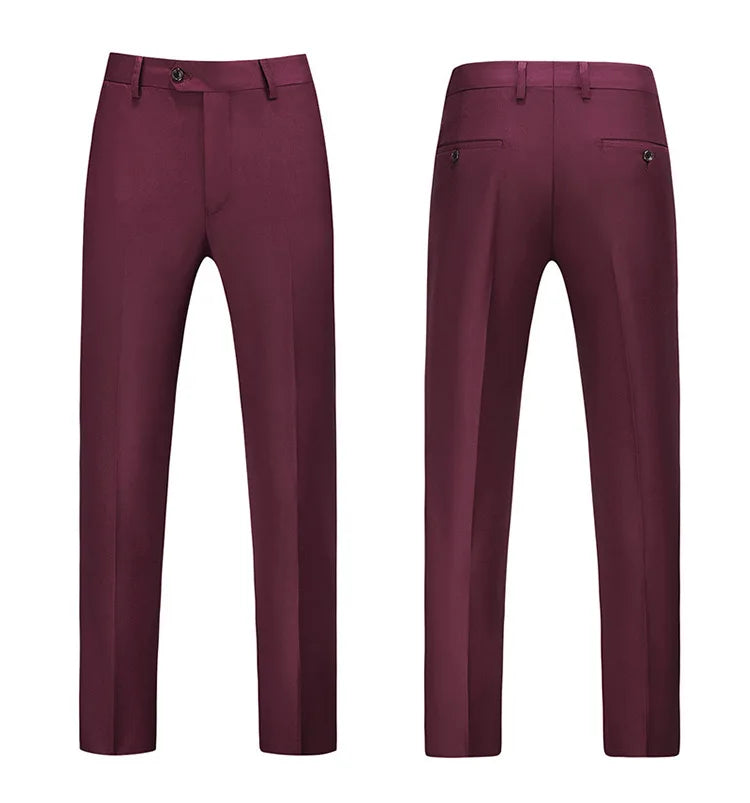 19 Color High Quality Men's Solid Color Slim Fit Suit Pants 2025 Fashion Formal Business Social Groom Wedding High End Trousers
