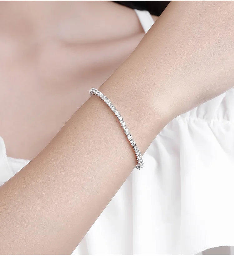 Bull Full 2.5mm 3.5mm D Color Moissanite Tennis Bracelet for Women Wedding Party Fine Jewelry S925 Silver Link Bracelets